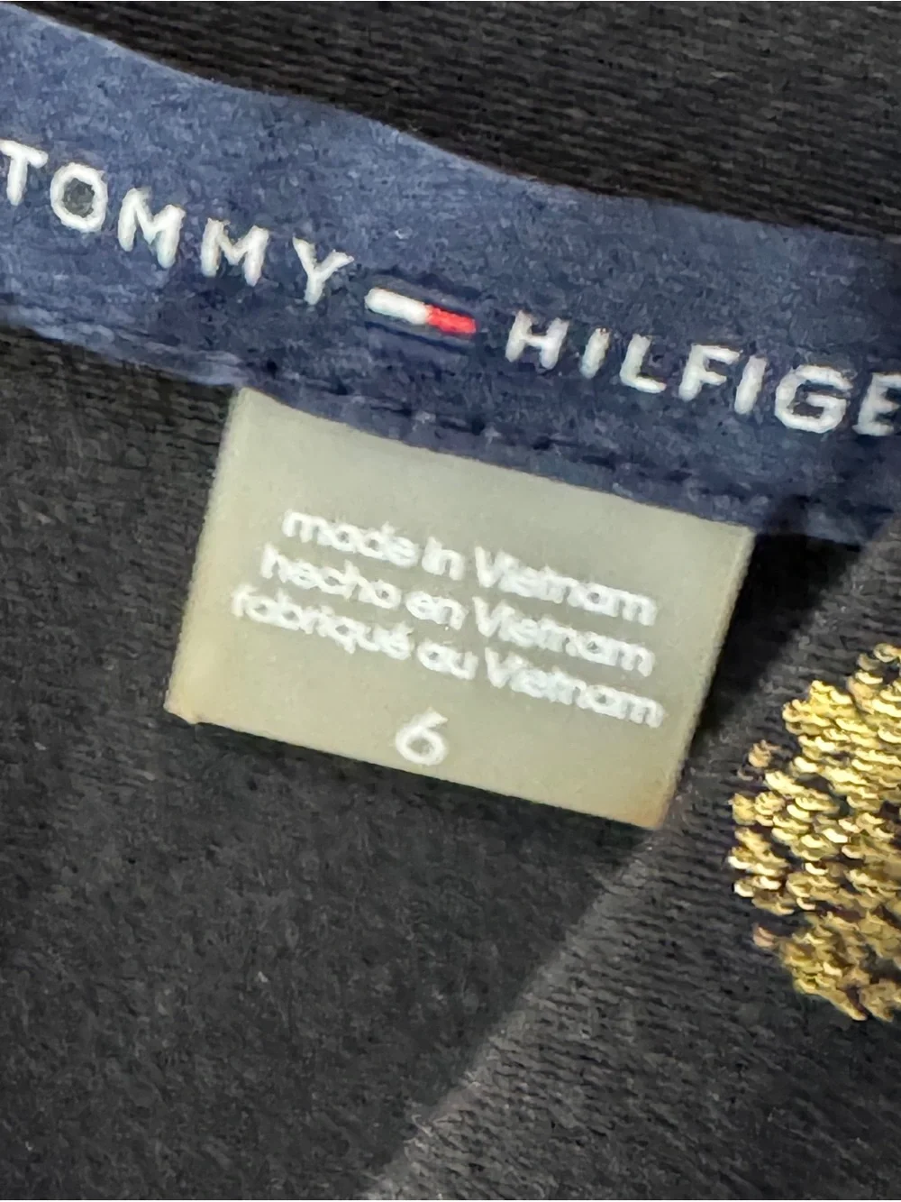 Tommy Hilfiger Black Gold Polka Dot Fit & Flare Dress Women’s Size 6 V-Neck